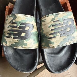 New Balance Green Camouflage Slide Sandals